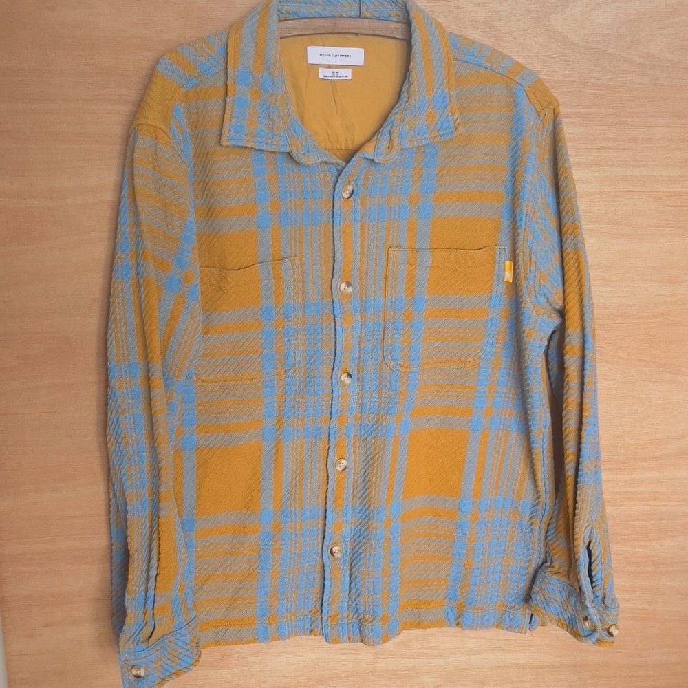 UO Urban Outfitters men's button up plaid jacket size M 100% cotton work casual